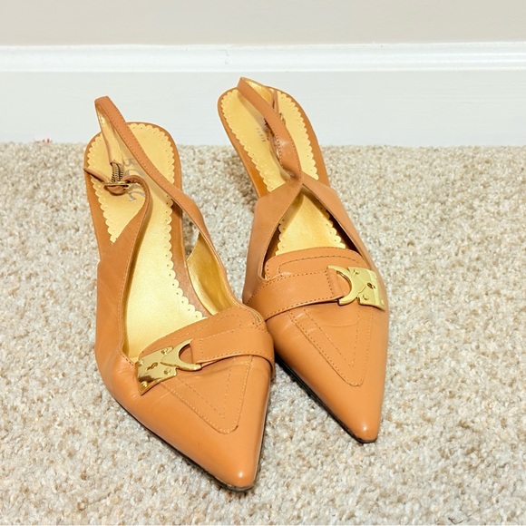 Elegant Tan Slingback Heels - Picture 1 of 9